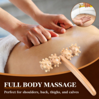 Rouleau de massage en bois à picots, masseur corporel portatif à 4 pointes pour soulagement musculaire profond, outil de massage des points d'acupression