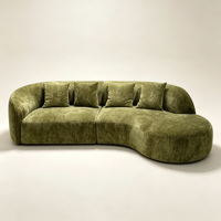Canapé moderne en forme de lune, style nordique, tissu chenille crème, canapé modulaire, pieds en bois, style minimaliste italien, salon
