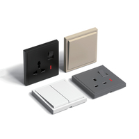 Interrupteurs muraux électriques MVAVA à double pôle IP15 CE RoHS 10A, panneau PC ultra-fin, 4 voies, 3 voies, bouton poussoir doré