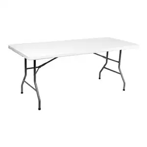Sıcak satış beyaz basit taşınabilir açık piknik katlanır masa ve sandalye seti, bir 6ft katlanır masa 4 katlanır sandalye