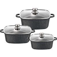 Ensemble de casseroles noires en aluminium moulé sous pression avec revêtement céramique antiadhésif, compatible induction, passe au lave-vaisselle, couvercle en verre, ustensiles de cuisine écologiques