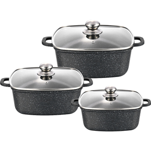 Ensemble de casseroles noires en aluminium moulé sous pression, antiadhésives, compatibles avec toutes les plaques de cuisson, ustensiles de cuisine écologiques, vente en gros - Product Image 3