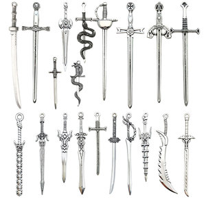Antique <b>Silver</b> Alloy <b>Sword</b> Pendant Mixed Shapes For Necklace Making DIY Jewelry Accessories Zinc Alloy Plated Middle Size - Product Image 5