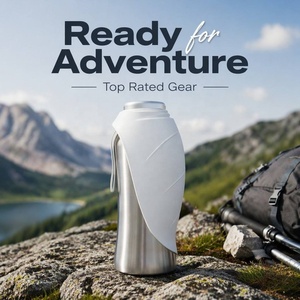 Gourde d'hydratation portable pour animaux de compagnie, en acier inoxydable, isolée, pour les voyages en voiture, le camping, avec bol en silicone portable - Product Image 2