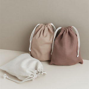 Sacs en toile écologique imprimés en coton et lin avec cordon de serrage, emballage personnalisé avec logo, sac à cordon - Product Image 3