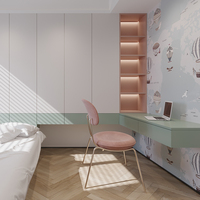 Armoire contemporaine en MDF sur mesure de qualité avec bureau et coiffeuse pour chambre à coucher et usage hospitalier