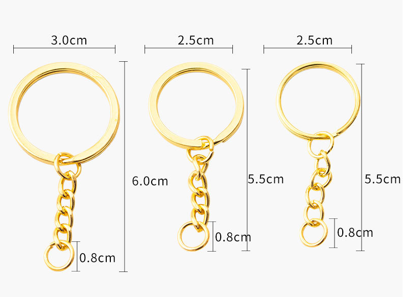 Trimming Shop Set 50 Portachiavi Dorati 25mm: Hardware In Metallo Con Anello E Morsetti Per Cinghie E Pelle - 2