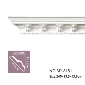 Moulures de <span class=keywords><strong>corniche</strong></span> de <span class=keywords><strong>plafond</strong></span> en polyuréthane BD-8151 Guanyu, décoration de bâtiment <span class=keywords><strong>LED</strong></span>, hôtels, coin intérieur, blanc français, léger, durable - Product Image 2