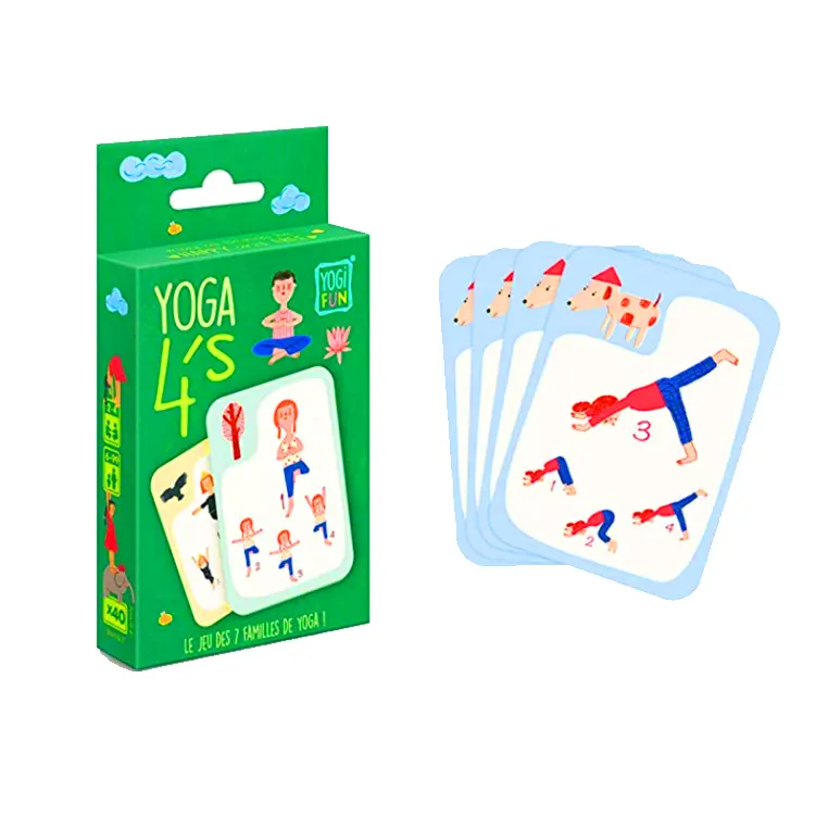Sudut Bulat Yoga Latihan Kartu Pencetakan Kustom Desain Yoga Bermain Kartu untuk Anak-anak