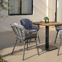 Chaise de salle à manger moderne en aluminium et rotin OSMEN Springfield avec accoudoirs, mobilier de jardin pour terrasse extérieure