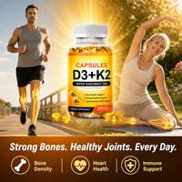 Capsules de Vitamine D3 K2 MK7 5000 UI à l'Huile de Coco pour les Os, l'Immunité et le Système Cardiovasculaire, Végétaliennes, 120 Comprimés Quotidiens