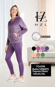 Tc435r Tuta da donna con cappuccio, chiusura con cerniera a tutta lunghezza, tinta unita, tessuto traspirante, vestibilità regolare, abbigliamento autunnale - Product Image 3