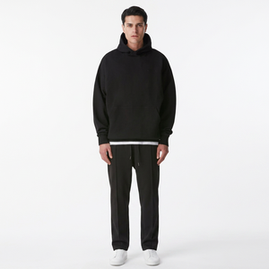 Listo para enviar negro grueso peso pesado 500gsm 450gsm sudaderas con capucha hombres logotipo personalizado 100% algodón de gran tamaño liso sin cuerda sudaderas con capucha - Product Image 1