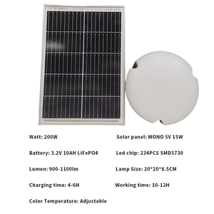 Plafonnier LED d'intérieur en aluminium 200W-500W, étanche IP66, alimenté par énergie solaire, avec télécommande pour la maison - Product Image 6