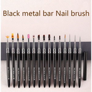 <span class=keywords><strong>Faria</strong></span> Logo personnalisé noir métal ongles conceptions brosse peinture UV Gel Liner brosse à ongles acrylique brosses d'extension des ongles - Product Image 2