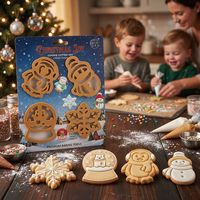 Emporte-pièces de Noël en plastique moulé par injection, emporte-pièces à poussoir gaufré pour la pâtisserie hivernale et le fondant