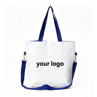 Sac fourre-tout personnalisé en PP tissé écologique avec logo, à longues poignées et motif lettres, recyclable, pour femmes et étudiants
