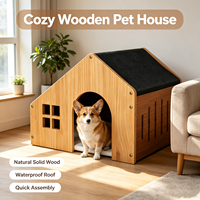 Abri pour animaux de compagnie en bois massif moderne, directement de l'usine, avec toit en tissu, fenêtres ventilées, design amovible et lavable, abri intérieur pour animaux de compagnie en carton