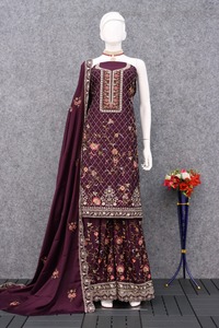 Salwar Kameez en soie de qualité supérieure avec séquences de broderie, costume pakistanais de travail pour mariage et fête - Product Image 5