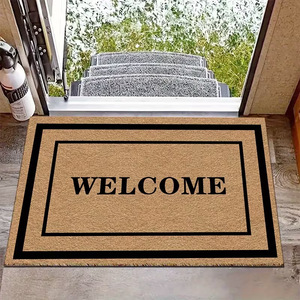 Cangming Entrance Door Mat Imitation Coconut Fiber 40x60cm Welcome Text Outdoor Entryway Mat Modern Style Water Washable - Product Image 1