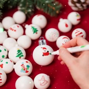 3CM palline di <span class=keywords><strong>natale</strong></span> bianche fai da te decorazioni natalizie 24 Pack con penna ad acqua per il disegno - Product Image 1