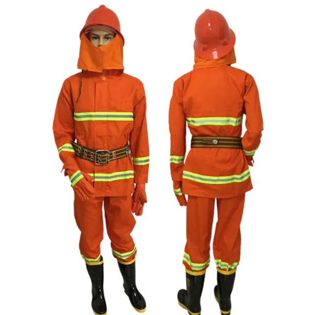 Roupas de bombeiros de algodão, trajes bombeiro clássicos resistentes ao fogo de algodão à prova de corte para bombeiros