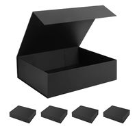 Boîte cadeau personnalisée pliable en carton rigide noir de luxe avec gaufrage et revêtement UV recyclable