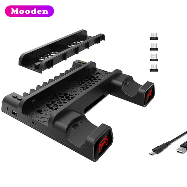 L TP4-19076 Vertical Cooling Stand Charging Station Dual Charger With 4 Connector for PS4  Console Other Game Accessories