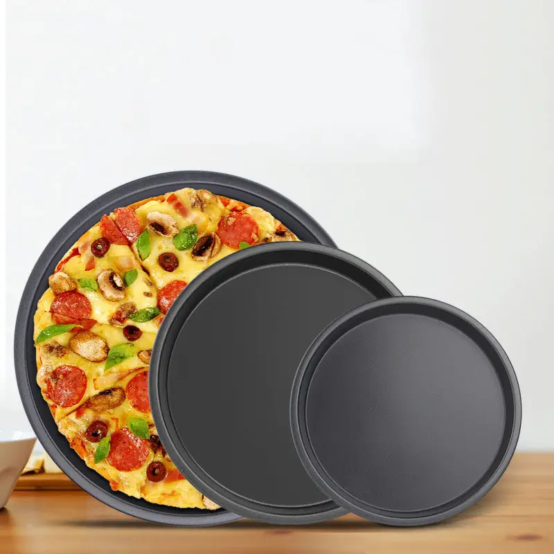 6/7/8/9/10 Inches Non Stick Carbon Steel Pizza Pan Round Bread Cake Pizza Baking Tray Pan