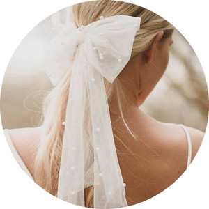 Genya – voile de <span class=keywords><strong>mariée</strong></span> <span class=keywords><strong>court</strong></span> avec Tulle et nœud, <span class=keywords><strong>accessoire</strong></span> de <span class=keywords><strong>cheveux</strong></span> pour enterrement de vie de jeune fille - Product Image 4