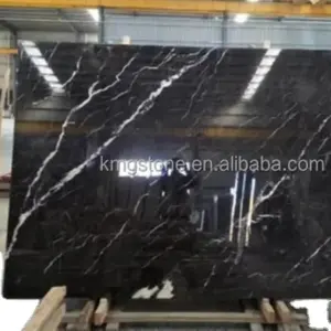 China Factory Natural Stone Polished Big Slabs with White Veins Nero Marquina Black Marble
