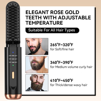 Peigne chauffant portable sans fil, lisseur de cheveux électrique rechargeable, brosse lissante pour cheveux