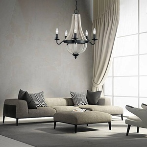 Lustre industriel à 5 lumières en forme de tonneau à vin, en <span class=keywords><strong>bois</strong></span> antique, style ferme, lampe suspendue en fer <span class=keywords><strong>noir</strong></span>, <span class=keywords><strong>luminaire</strong></span> suspendu en <span class=keywords><strong>bois</strong></span> - Product Image 2
