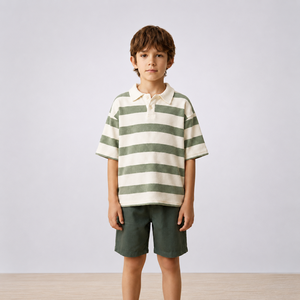 Camiseta Polo a Rayas Personalizada para Niños, Diseño Libre, Camiseta Informal para Niños, Ropa de Verano para Niños, Precio Económico - Product Image 1