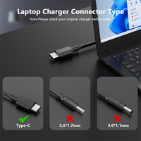 Cargador Original de Fábrica para Portátil, Adaptador de 65W Tipo C USB, Cargador para Portátil de 20V 3.25A, Adaptador para Latitude 5000 5420 XPS 13