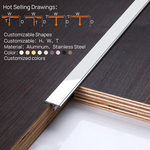 DECORTRIM Garniture de <span class=keywords><strong>carrelage</strong></span> en aluminium en forme de T personnalisée Bande décorative pour plancher mural en métal multiple Profil de bande d'angle de garniture de bord en alliage - Product Image 4