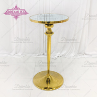 Table haute moderne en verre avec miroir Table de cocktail en acier inoxydable pour hôtel et banquet