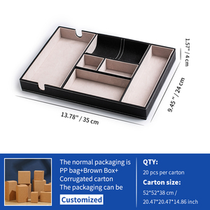 SANQIANWAN vente chaude personnalisé valet plateau table de chevet organisateur chevet clé pièce en cuir PU bureau valet plateau pour hommes - Product Image 2