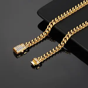 Hiphop 6-18 Mm Brede Roestvrijstalen Cubaanse Ketting Gouden Ketting Heren 14K 18K Goud Cubaanse Ketting