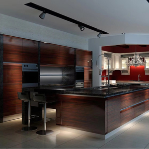 Luxury Villa Modern Wood Veneer Lacquerware Cabinets Can Be Customized