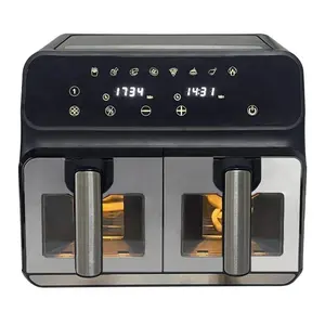 Groothandel 10l Slimme Digitale Lucht Friteuse Oven Hete Lucht Brander Oven Olievrije Lucht Friteuse Met Dubbele Visuele Mand