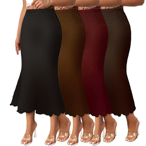 Nouvelle vente élégant <span class=keywords><strong>Jacquard</strong></span> Stretch tricoté sac hanche Sexy queue de poisson <span class=keywords><strong>jupe</strong></span> tout Match minceur longue <span class=keywords><strong>jupe</strong></span> décontracté en mousseline de soie pour l'été - Product Image 2
