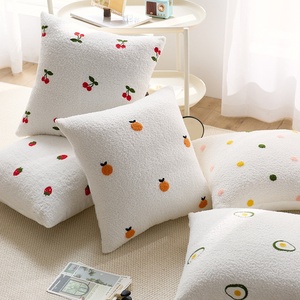 Teddy velours brodé canapé taie d'oreiller conception <span class=keywords><strong>de</strong></span> fruits frais pour salon lit repos et lecture Accent oreiller - Product Image 1