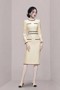 Droma auf Lager Hochwertige O-Ausschnitt Kleider Frauen Dame Elegant Beliebteste Schöne Koreanische Mode Langarm Kleid - Product Image 5