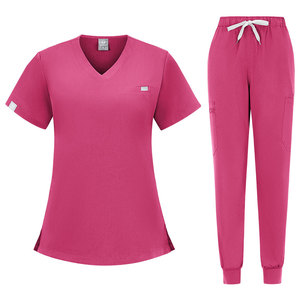 Unisex <b>Scrub</b> Suit Short Sleeve Split Set Moisture Wicking Hospital Uniforms - Product Image 5