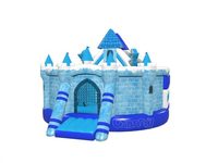 Château gonflable commercial pour enfants sur le thème de La Reine des Neiges avec toboggan, idéal pour la location d'événements et de fêtes