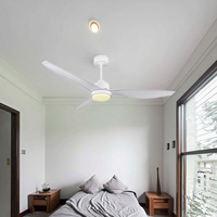 Ventilateur de Plafond LED Moderne en Plastique ABS 22W Lumière Blanc Mat Lustre à Vent Naturel Intérieur Télécommande Electrique Ménage