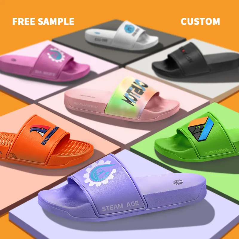 Échantillon gratuit de sandales en PVC avec logo d'usine vente en gros de chaussures pantoufles et sandales personnalisées avec logo personnalisé