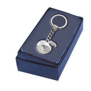 Porte-clés pomme en cristal avec strass, breloque argentée pour femme, cadeau - Product Image 2