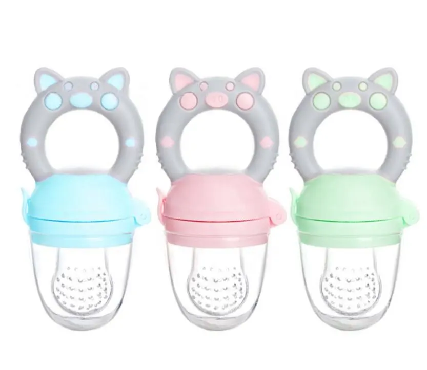 Wholesale Directly Sale Silicone Baby Pacifier Feeder Fruit and Food with Silicone Pouches for baby